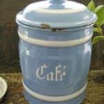 Vintage Sky Blue Cafe Canister Collectible French..